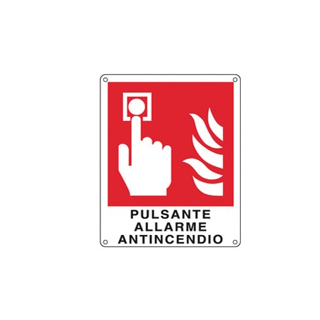 CARTELLO ALLUMINIO 12x14,5cm 'PULSANTE ALLARME ANTINCENDIO''