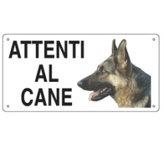 CARTELLO ALLUMINIO 25x12,5cm 'ATTENTI AL CANE''