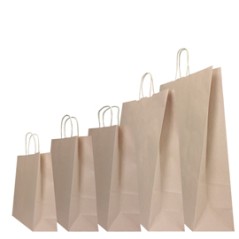 25 SHOPPERS CARTA BIOKRAFT 22X10X29CM TWISTED SABBIA