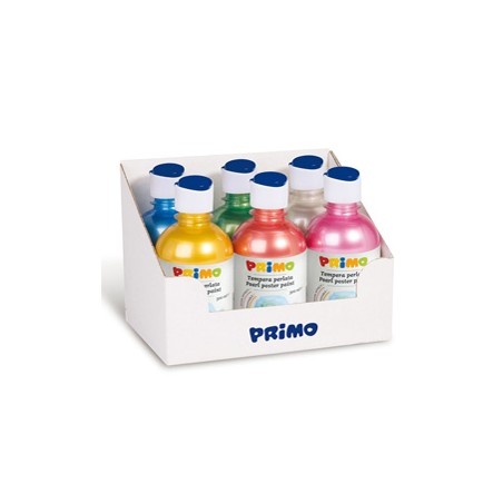 Box 6 tempera colori perlati 300ml colori assortiti PRIMO