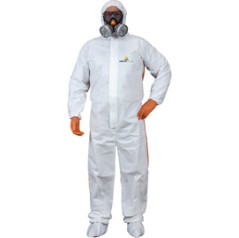 TUTA PROTEZ.DA RISCHIO CHIMICO DT125 Tg. XL bianco-arancio MONOUSO