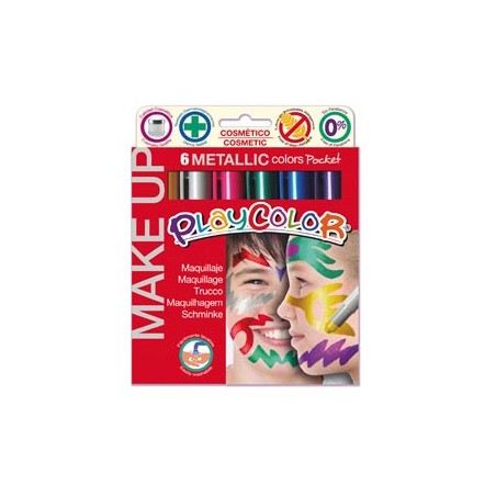 MAKE UP TEMPERA SOLIDA PLAYCOLOR ASTUCCIO CON 6 COLORI METALLIC