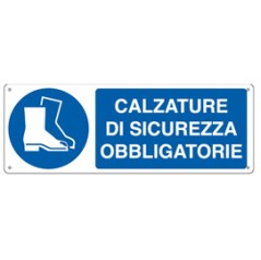 CARTELLO ALLUMINIO 35x12,5cm 'Calzatura di sicurezza obbligatoria"