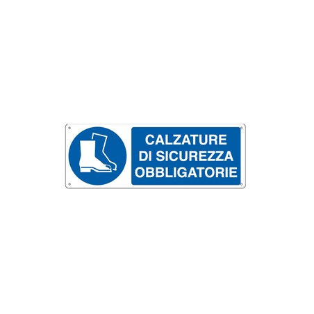 CARTELLO ALLUMINIO 35x12,5cm 'Calzatura di sicurezza obbligatoria"