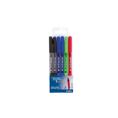 BUSTA 6 PENNA SFERA TRATTO 1grip 1,0mm COLORI ASSORTITI