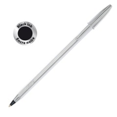 Scatola 20 penna sfera CRISTALÂ® SHINE SILVER medio 1,0mm nero BICÂ®