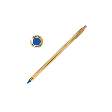 Scatola 20 penna sfera CRISTALÂ® SHINE GOLD medio 1,0mm blu BICÂ®