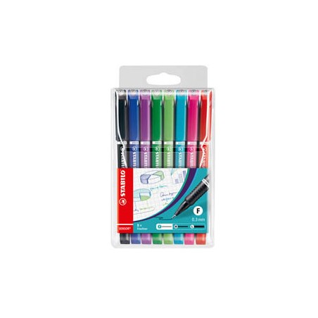 ASTUCCIO 8 FINELINER STABILO SENSOR PUNTA 0.3MM COLORI ASSORTITI