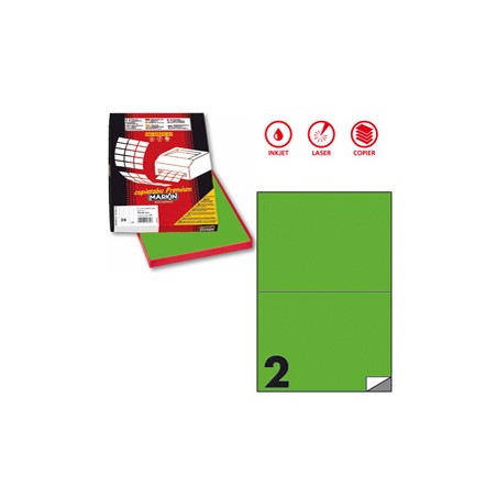 Etichetta adesiva C/509 verde fluo 100fg A4 210x148,5mm (2et/fg) Markin