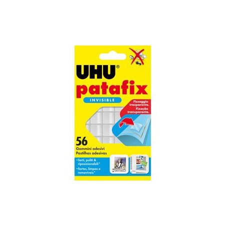 BLISTER 56 SUPPORTI TRASPARENTI GOMMA ADESIVA UHU PATAFIX INVISIBLE