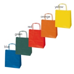 Blister 25 shoppers carta kraft 26X11X35cm twisted colori assortiti